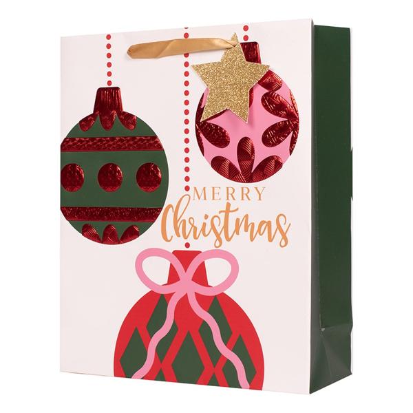 CHRISTMAS BAUBLE GIFT BAG LARGE 26X32.4X12.7CM