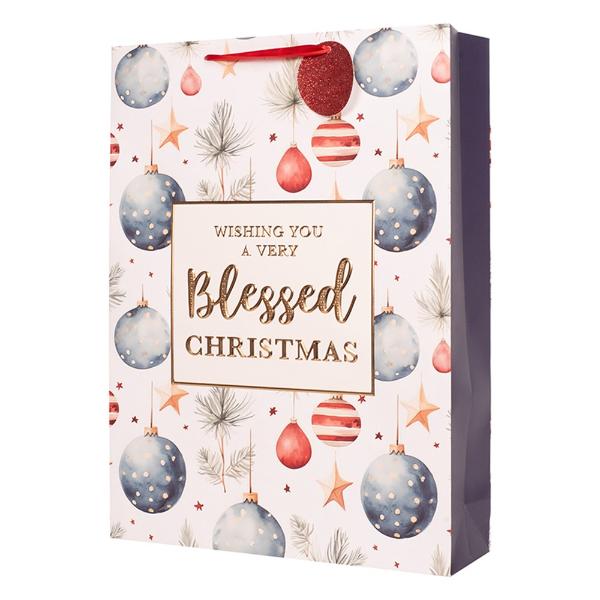 Large Embossed Christmas Gift Bag - 26cm x 32.4cm x 12.7cm