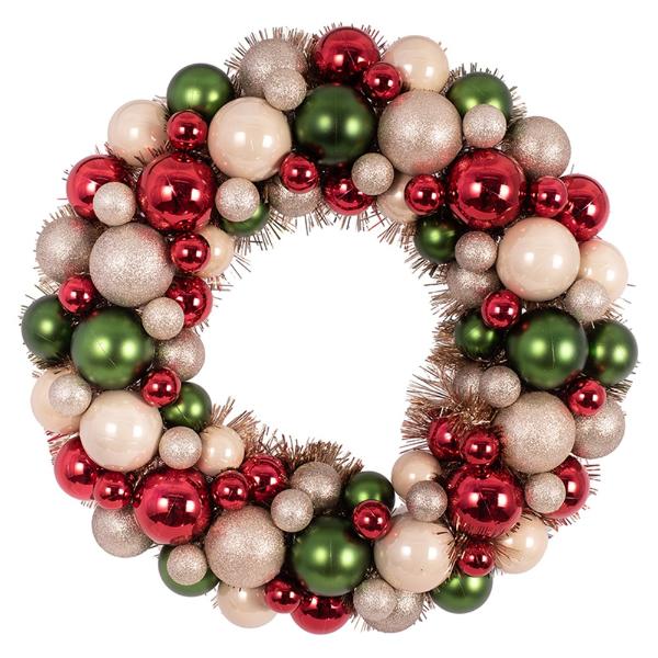 Red & Green Bauble Wreath - 45cm