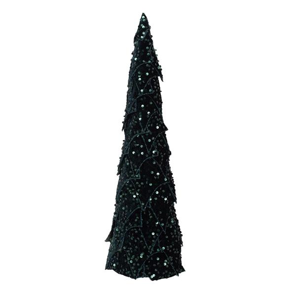 Emerald Green Sequin Holly Leaf Tree - 14cm x 56cm