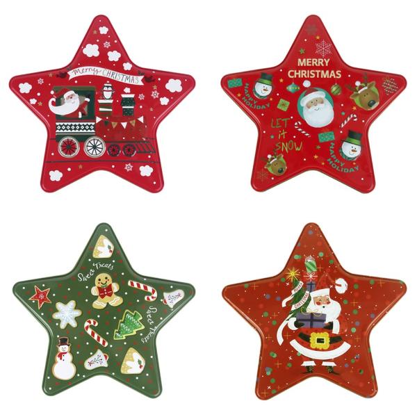 Metal Christmas Star Shape Tins - 18.5cm x 16cm x 5cm