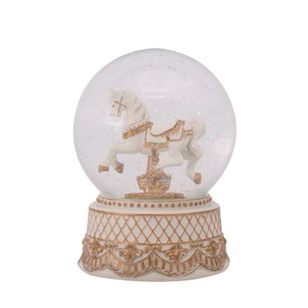 Christmas Rocking Horse Snow Globe - 17.5cm