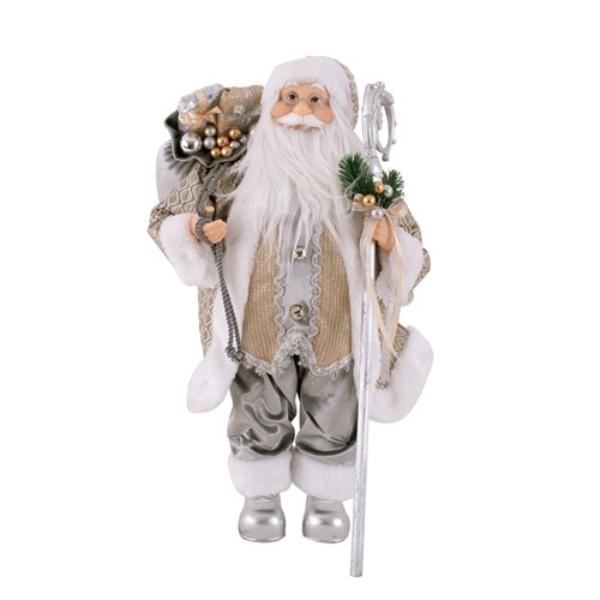 Silver Christmas Santa Claus - 45cm