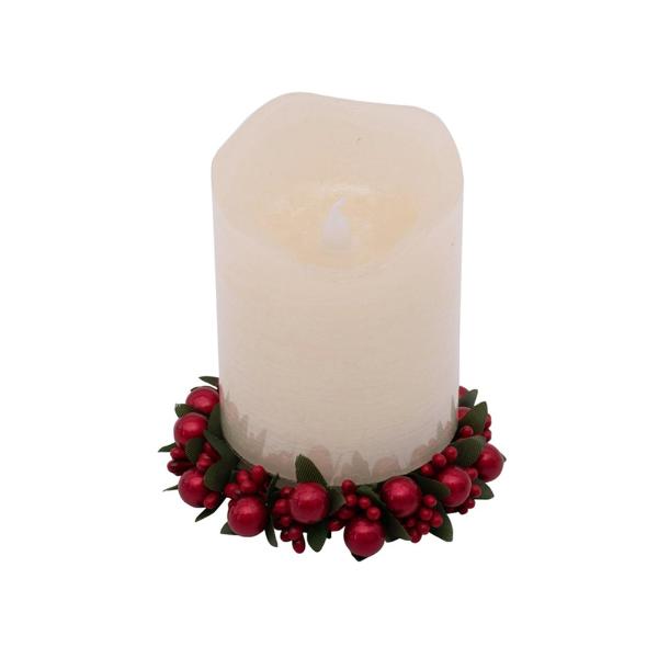 Red Berry Candle Wreath - 7.5cm