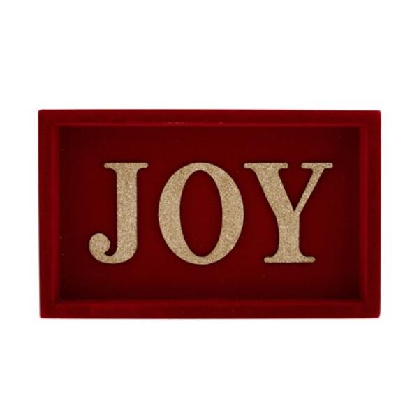 Red & Gold Glitter Joy Sign - 23cm