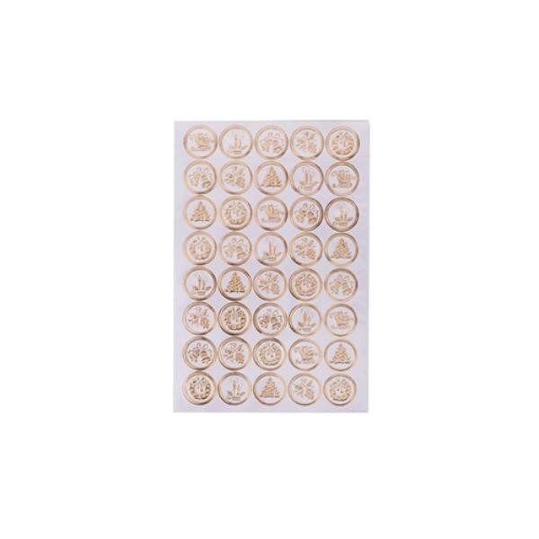 Foiled Christmas Embossed Seals - 40 Piece