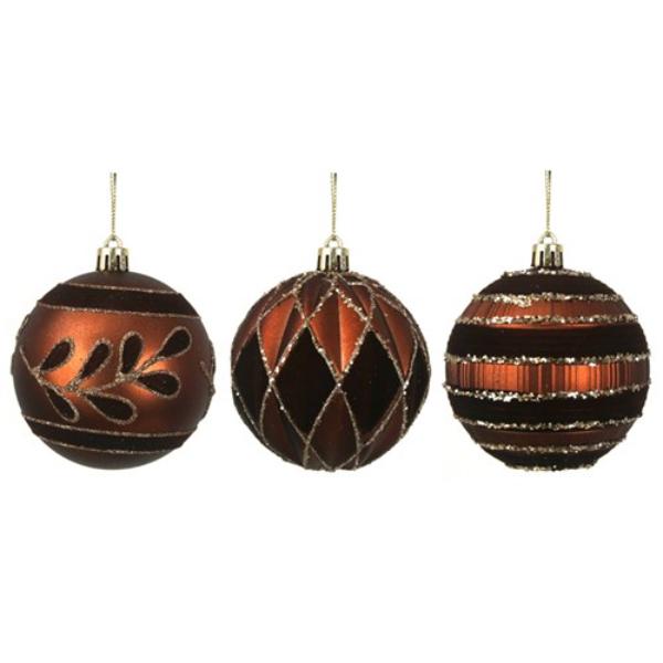 Assorted Chestnut Handpainted Bauble - 8cm