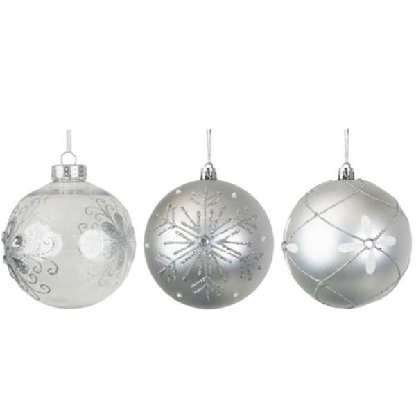 Assorted Silver Handpainted Bauble - 10cm