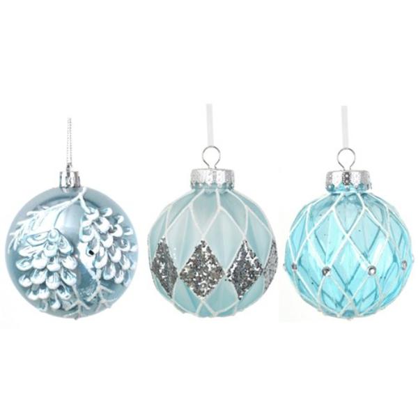 Handpainted Arctic Blue Bauble - 8cm