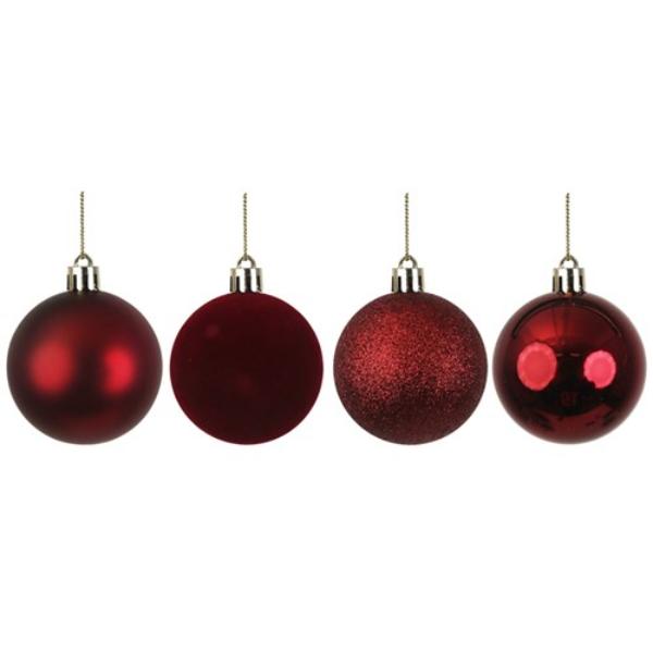 24 Pack Mulberry Red Shatterproof Baubles - 6cm
