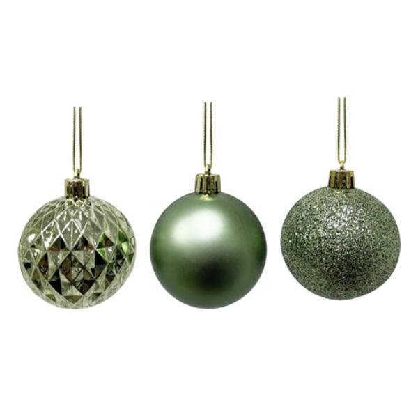 4 Pack Army Green Shatterproof Baubles - 8cm