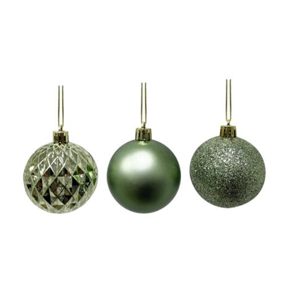 8 Pack Army Green Shatterproof Baubles - 6cm