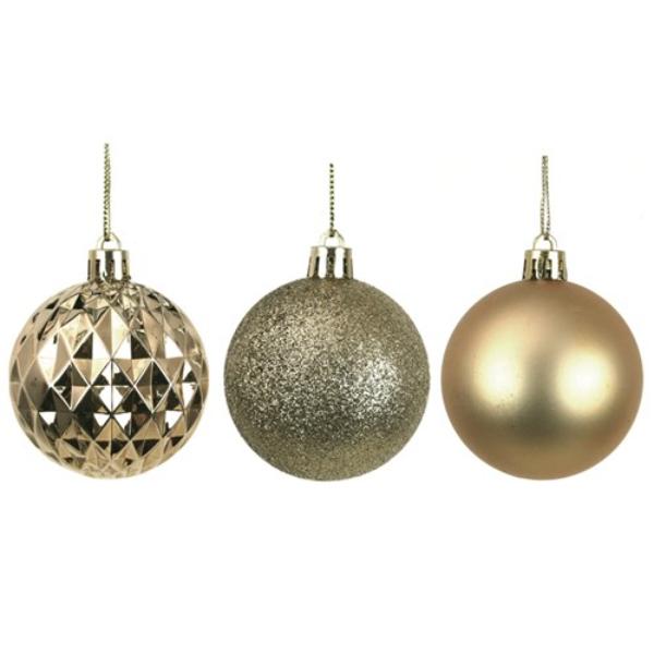 8 Pack Gold Shatterproof Baubles - 6cm