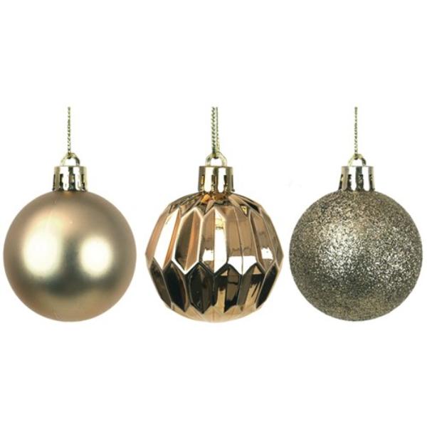 10 Pack Gold Shatterproof Baubles - 5cm