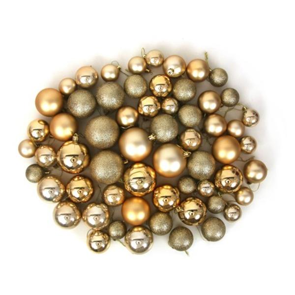60 Pack Gold Shatterproof Baubles