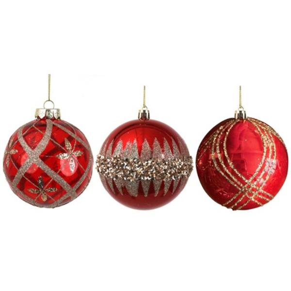 Red & Champagne Glitter Bauble - 10cm