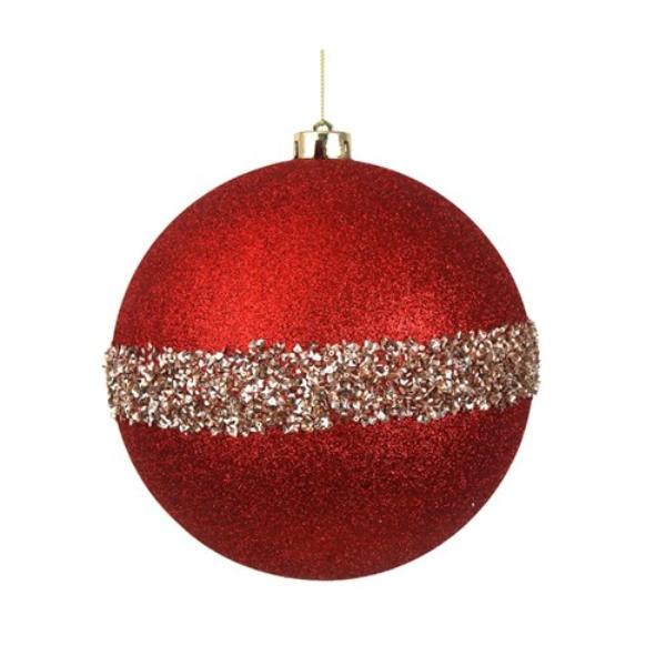 Red & Champagne Glitter Bauble - 18cm