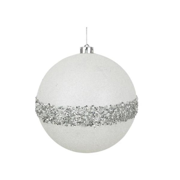 White Beaded Glitter Ball - 18cm
