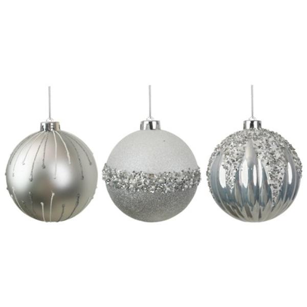 Silver & White Decorative Bauble - 12cm