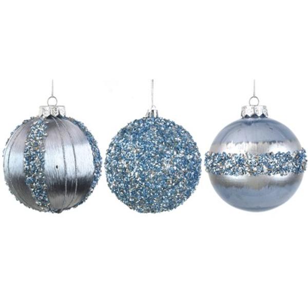 Arctic Blue & Glitter Details Bauble - 10cm
