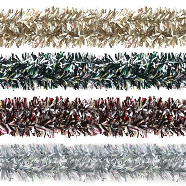 Traditional Tinsel With White 2M - Assorted