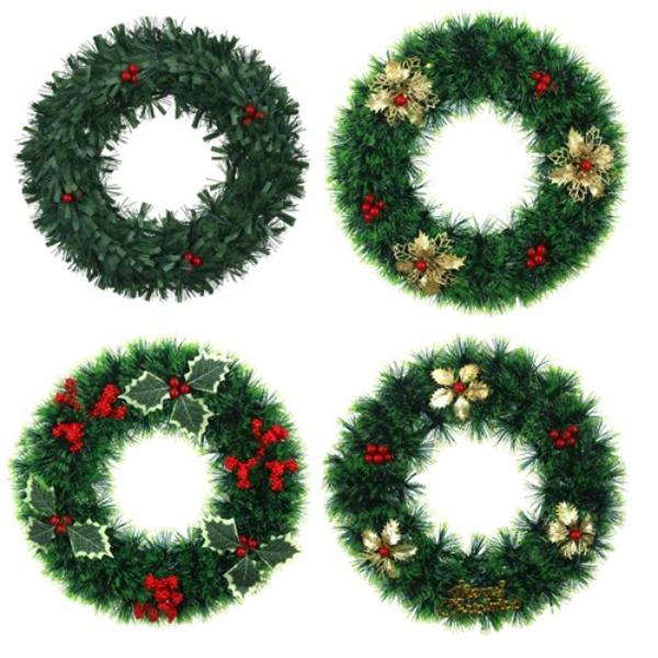 Assorted Poinsettia Tinsel Wreath - 30cm