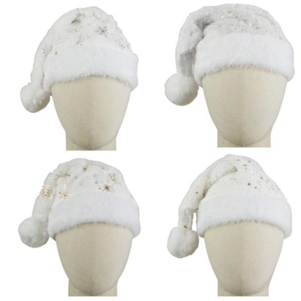 Assorted Plush Santa Hat With Snowflakes