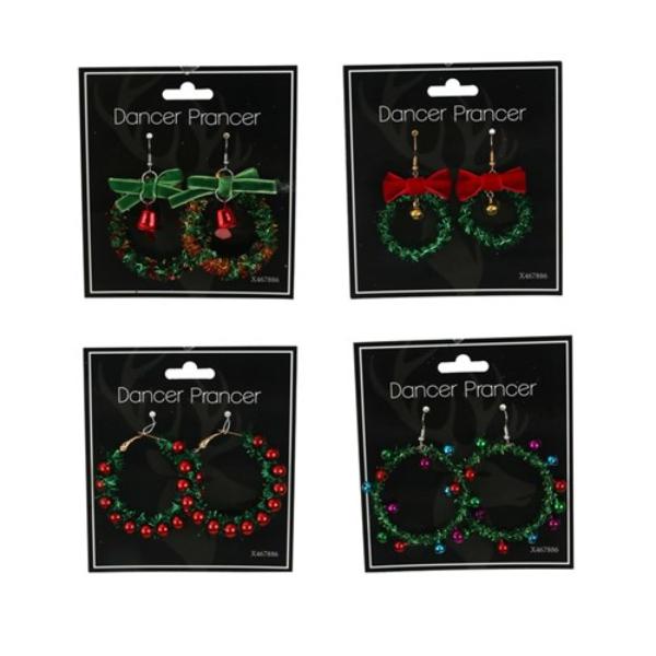 Christmas Wreath Earrings - Assorted