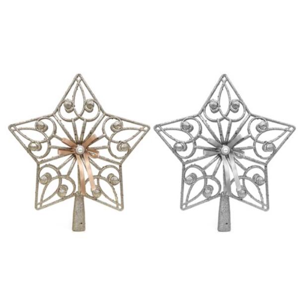 Champagne Or Silver Glitter Star Topper - 33cm