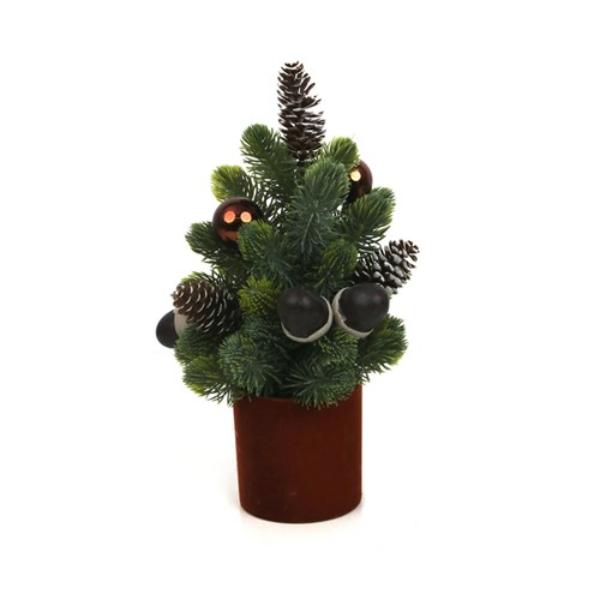 Mini Christmas Tree In Chestnut Pot - 33cm