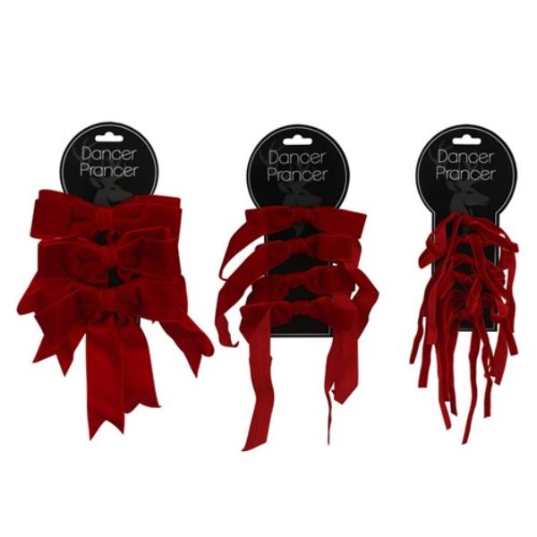 Assorted Red Velvet Bow Pack