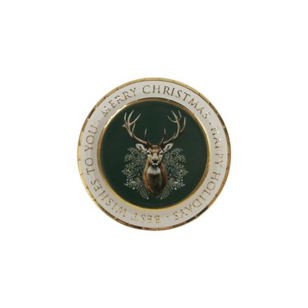 20 Pack Christmas Reindeer Paper Plate - 18cm
