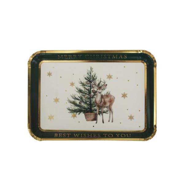 3 Pack Christmas Reindeer Paper Platter - 35.4cm