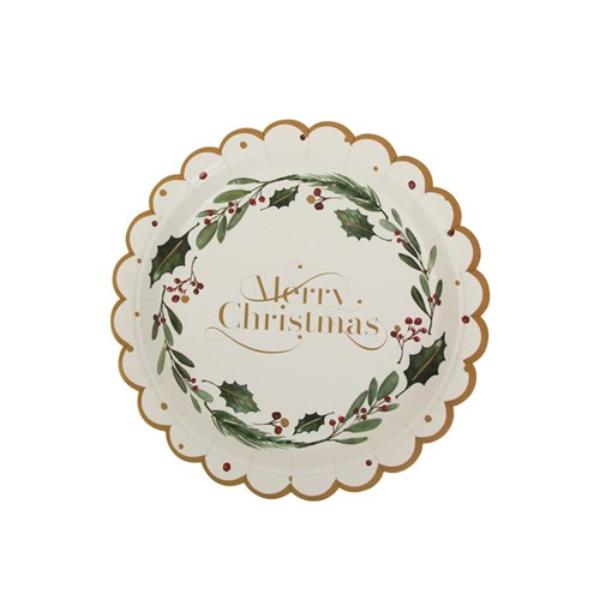 20 Pack Merry Chirstmas Paper Plates - 23cm