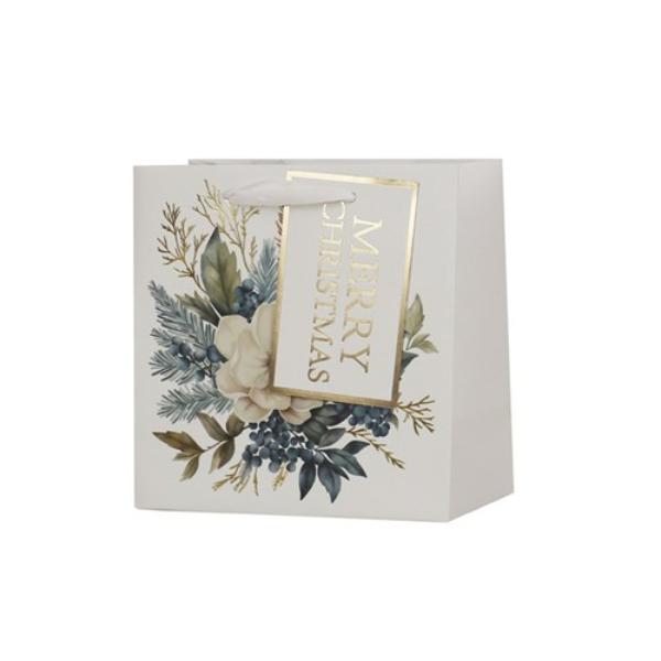 Medium Christmas Magnolia Gift Bag - 17.5x17.5x10cm