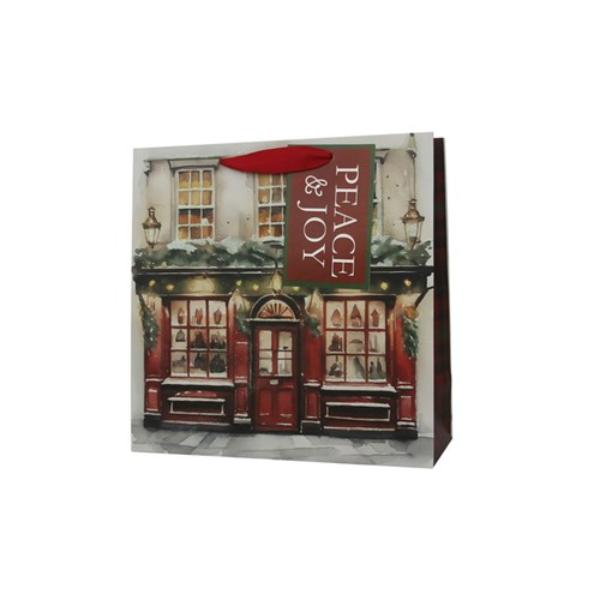 Large Christmas House Gift Bag - 25x25x10cm