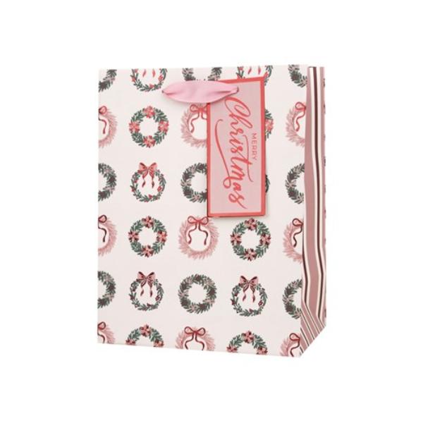 Medium Christmas Wreaths Gift Bag - 18x23x10cm