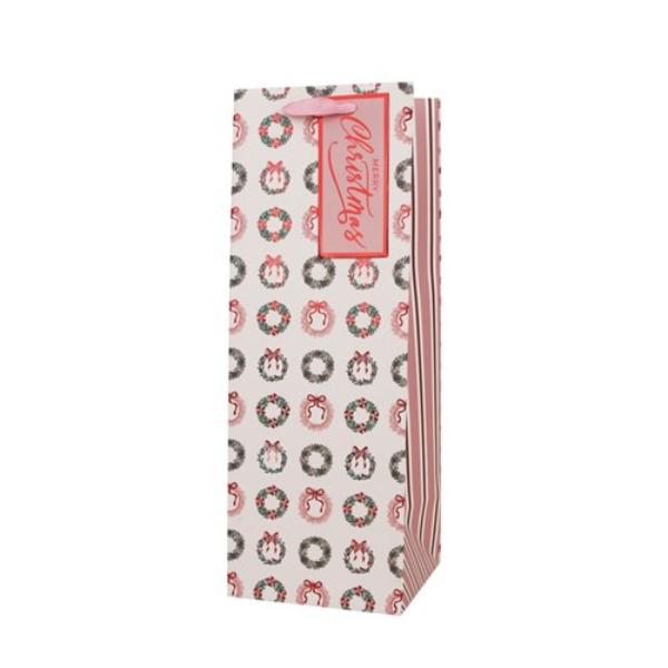 Christmas Wreaths Bottle Gift Bag - 13x36x12cm