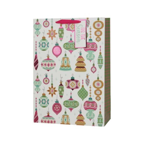 XL Retro Christmas Ornaments Gift Bag - 30x42x12cm