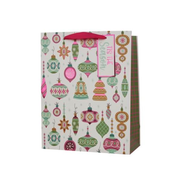 Large Retro Christmas Ornaments Gift Bag - 26x32x12cm