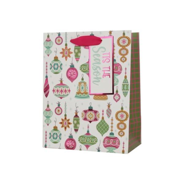Medium Retro Christmas Ornaments Gift Bag - 18x23x10cm