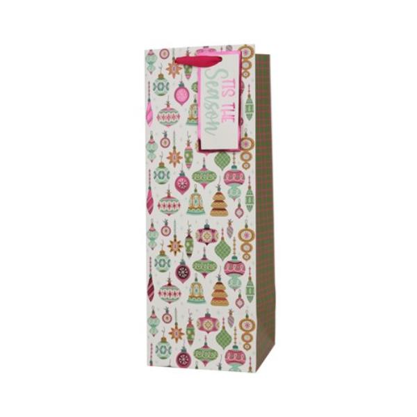 Retro Christmas Ornaments Bottle Gift Bag - 13x36x12cm