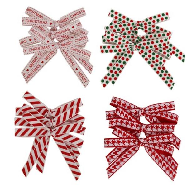 3 Pack Christmas Printed Bows - 7.5cm