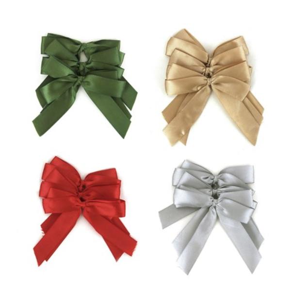 3 Pack Solid Coloured Christmas Bows - 9cm