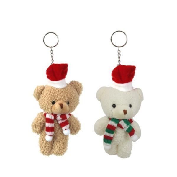 Plush Christmas Teddy Keyring - 14cm