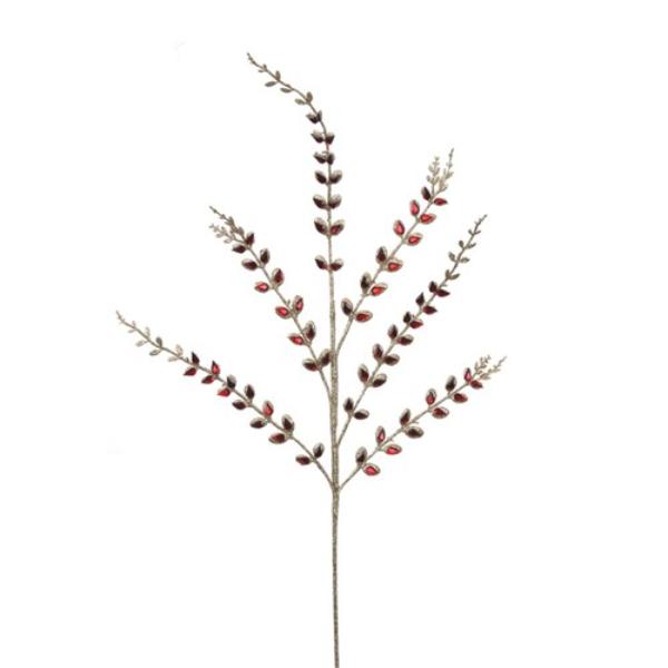 Champagne Glitter Stem With Red Gems - 76cm