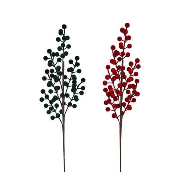 Assorted Flocked Berry Pick - 60cm