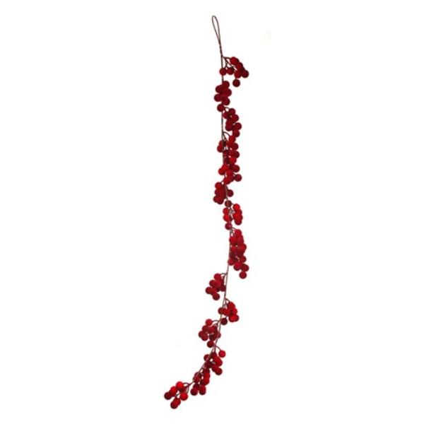 Red Flocked Berry Garland - 160cm
