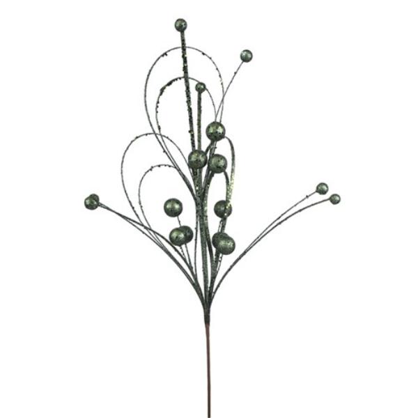 Sage Glitter Balls & Loop Stem - 66cm