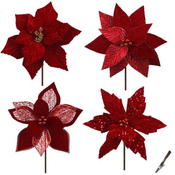 Very Berry Red Assorted Poinsettia - 33cm